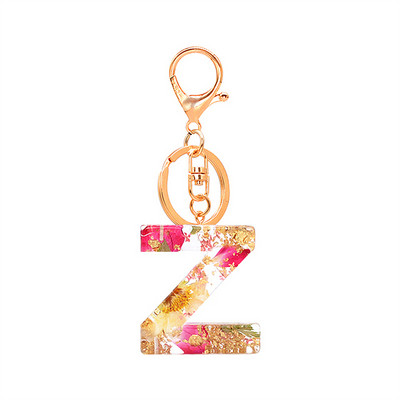 1 buc. Breloc cu litere din flori uscate, cu alfabet din cristal, rășină