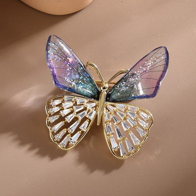 Broșă cu fluture de cristal cu gradient de modă Broșă din aliaj cu libelulă albină pentru femei Accesorii de bijuterii Cadouri Drăguț libelulă albină