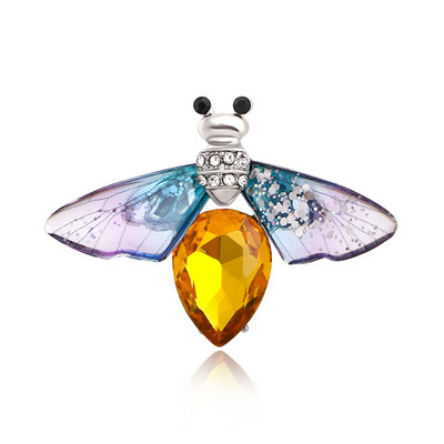 Broșă cu fluture de cristal cu gradient de modă Broșă din aliaj cu libelulă albină pentru femei Accesorii de bijuterii Cadouri Drăguț libelulă albină