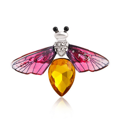 Broșă cu fluture de cristal cu gradient de modă Broșă din aliaj cu libelulă albină pentru femei Accesorii de bijuterii Cadouri Drăguț libelulă albină