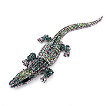 Morkopela Big Crocodile Rhinestone Καρφίτσα Vintage Animal Pins Δώρο για Γυναίκες Κρυστάλλινος αλιγάτορας Metal Broach Κοσμήματα