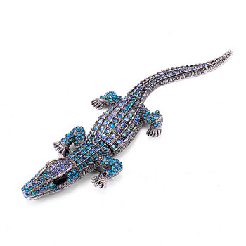 Morkopela Big Crocodile Rhinestone Καρφίτσα Vintage Animal Pins Δώρο για Γυναίκες Κρυστάλλινος αλιγάτορας Metal Broach Κοσμήματα