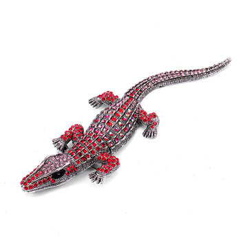 Morkopela Big Crocodile Rhinestone Καρφίτσα Vintage Animal Pins Δώρο για Γυναίκες Κρυστάλλινος αλιγάτορας Metal Broach Κοσμήματα