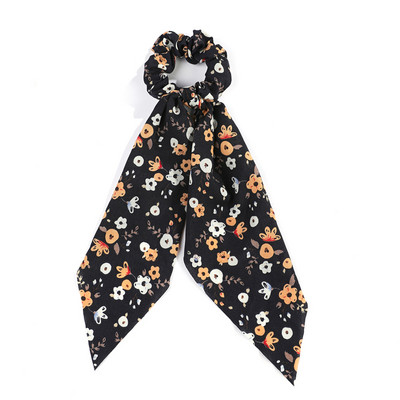 Eșarfă de păr Scrunchie de păr Scrunchie din șifon Floral Benzi de păr Suport pentru coadă de cal Cravate Scrunchy Accesorii vintage pentru femei, fete