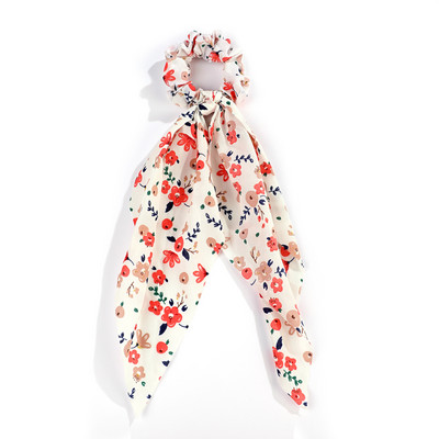 Eșarfă de păr Scrunchie de păr Scrunchie din șifon Floral Benzi de păr Suport pentru coadă de cal Cravate Scrunchy Accesorii vintage pentru femei, fete