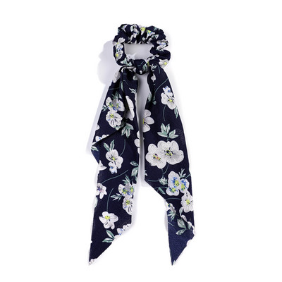 Eșarfă de păr Scrunchie de păr Scrunchie din șifon Floral Benzi de păr Suport pentru coadă de cal Cravate Scrunchy Accesorii vintage pentru femei, fete