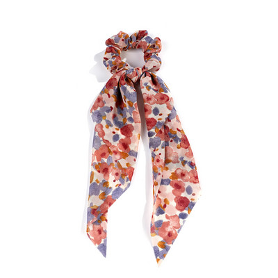 Eșarfă de păr Scrunchie de păr Scrunchie din șifon Floral Benzi de păr Suport pentru coadă de cal Cravate Scrunchy Accesorii vintage pentru femei, fete
