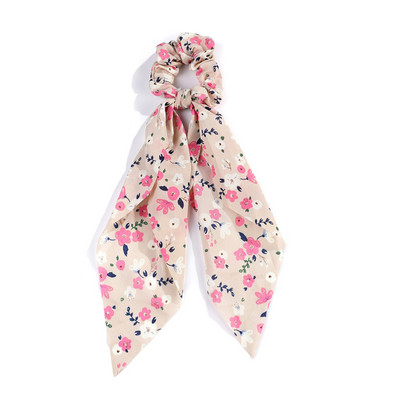 Eșarfă de păr Scrunchie de păr Scrunchie din șifon Floral Benzi de păr Suport pentru coadă de cal Cravate Scrunchy Accesorii vintage pentru femei, fete