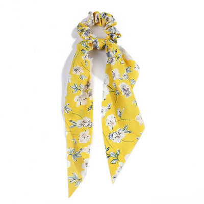 Eșarfă de păr Scrunchie de păr Scrunchie din șifon Floral Benzi de păr Suport pentru coadă de cal Cravate Scrunchy Accesorii vintage pentru femei, fete