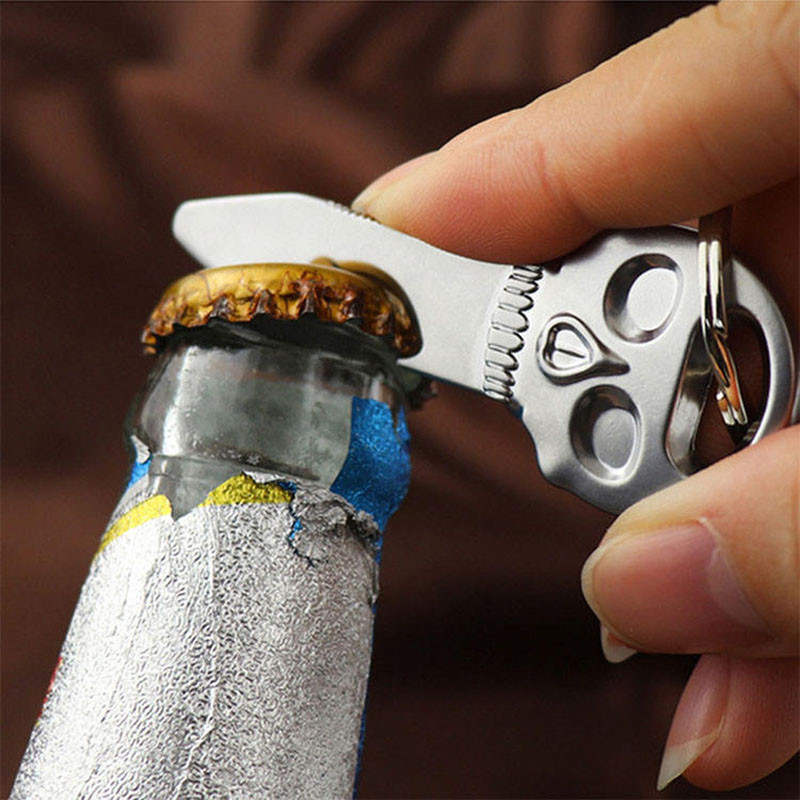 Craniu de metal creativ Deschizător de sticle Breloc pandantiv Șurubelniță portabilă Inele cheie Instrumente de exterior Geantă pandantiv breloc