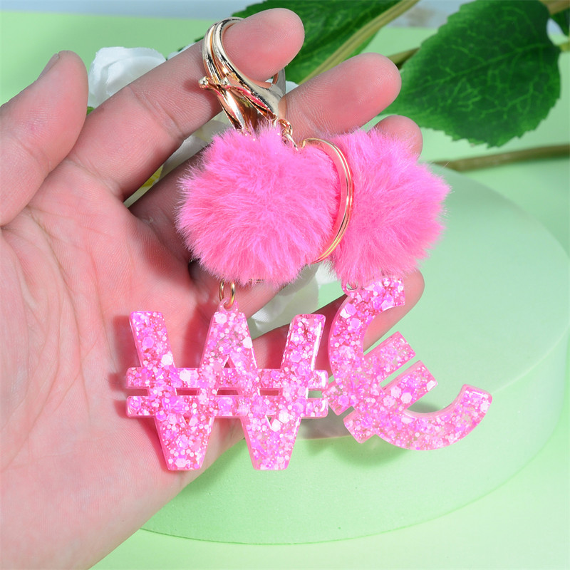 Roz Simbol valutar Brelocuri Brelocuri Simbol Dolar Breloc Femei Ornamente Poșete Brelocuri Mașină