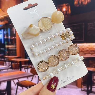 1 set Agrafe de păr Fashion Pearl Flower Cristal pentru femei 2022 Fashion Acrylic Hair Accessories Grips de păr