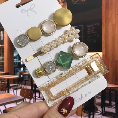 1 set Agrafe de păr Fashion Pearl Flower Cristal pentru femei 2022 Fashion Acrylic Hair Accessories Grips de păr