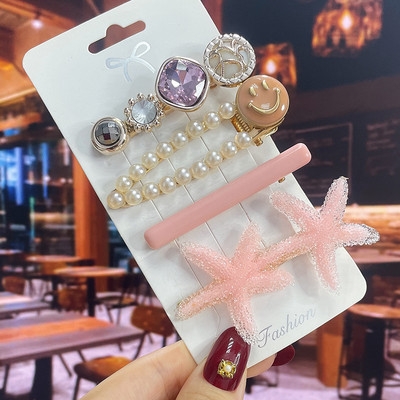 1 set Agrafe de păr Fashion Pearl Flower Cristal pentru femei 2022 Fashion Acrylic Hair Accessories Grips de păr
