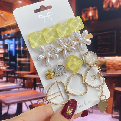 1 set Agrafe de păr Fashion Pearl Flower Cristal pentru femei 2022 Fashion Acrylic Hair Accessories Grips de păr