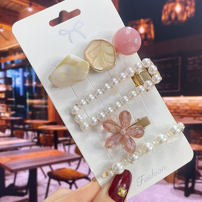 1 set Agrafe de păr Fashion Pearl Flower Cristal pentru femei 2022 Fashion Acrylic Hair Accessories Grips de păr