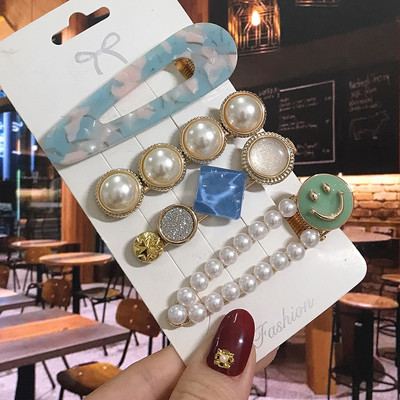 1 set Agrafe de păr Fashion Pearl Flower Cristal pentru femei 2022 Fashion Acrylic Hair Accessories Grips de păr