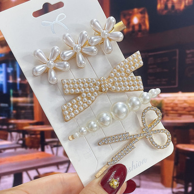 1 set Agrafe de păr Fashion Pearl Flower Cristal pentru femei 2022 Fashion Acrylic Hair Accessories Grips de păr