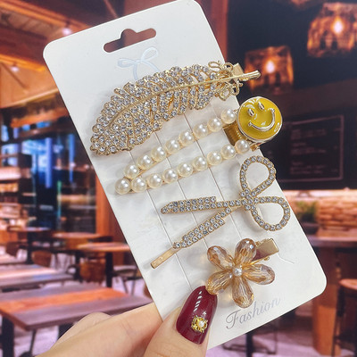 1 set Agrafe de păr Fashion Pearl Flower Cristal pentru femei 2022 Fashion Acrylic Hair Accessories Grips de păr