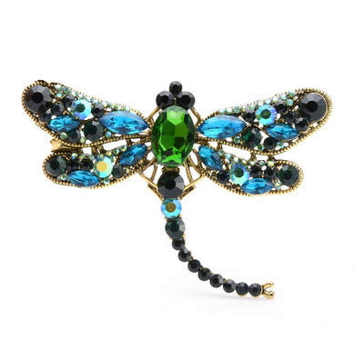 Wuli&baby Brose Mari Cristal Dragonfly Femei 5 culori Aliaj Insecte Broșă Ace Cadouri