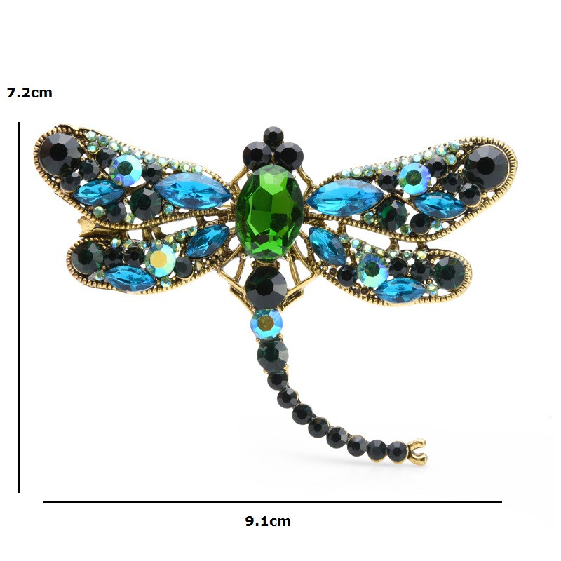 Wuli&baby Brose Mari Cristal Dragonfly Femei 5 culori Aliaj Insecte Broșă Ace Cadouri