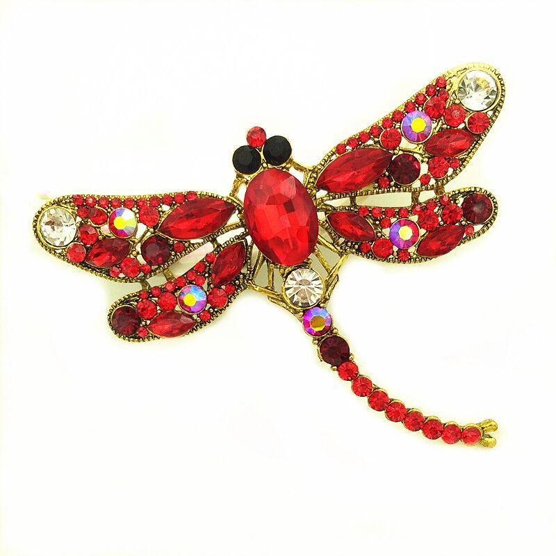 Wuli&baby Brose Mari Cristal Dragonfly Femei 5 culori Aliaj Insecte Broșă Ace Cadouri