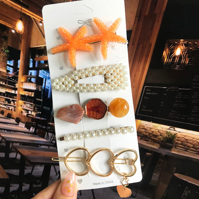 5 bucăți/set perle cristal stea de mare flori de păr barete acrilice noi acrilice geometrice neregulate cleme de păr pentru femei accesorii de păr