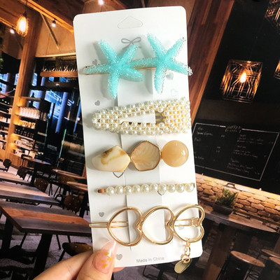 5 bucăți/set perle cristal stea de mare flori de păr barete acrilice noi acrilice geometrice neregulate cleme de păr pentru femei accesorii de păr