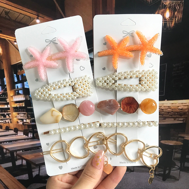 5 bucăți/set perle cristal stea de mare flori de păr barete acrilice noi acrilice geometrice neregulate cleme de păr pentru femei accesorii de păr