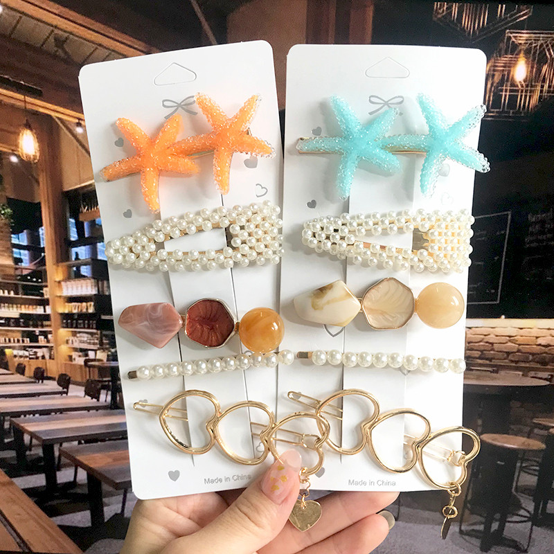 5 bucăți/set perle cristal stea de mare flori de păr barete acrilice noi acrilice geometrice neregulate cleme de păr pentru femei accesorii de păr