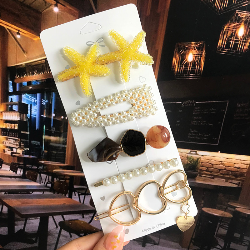 5 bucăți/set perle cristal stea de mare flori de păr barete acrilice noi acrilice geometrice neregulate cleme de păr pentru femei accesorii de păr