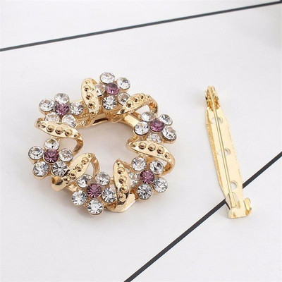 Broșă cu flori de modă pentru eșarfă cu cataramă buchet de cristal de lux cu strasuri pentru eșarfe pentru femei, bijuterii de Crăciun, dropshipping