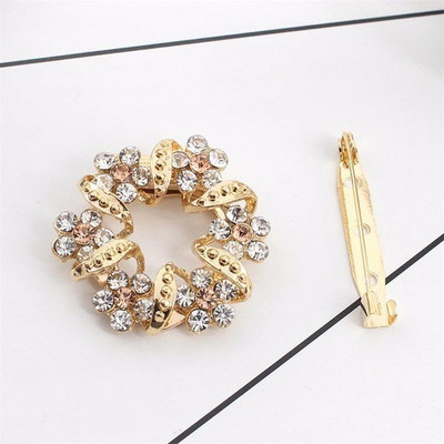 Broșă cu flori de modă pentru eșarfă cu cataramă buchet de cristal de lux cu strasuri pentru eșarfe pentru femei, bijuterii de Crăciun, dropshipping