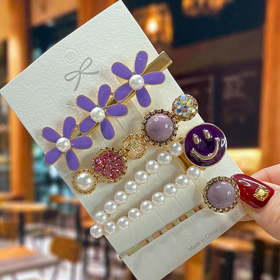 Set de agrafe de păr din cristal pentru femei, agrafe de păr cu perle dulci, agrafe pentru fete, accesorii de păr geometrice coreene, bijuterii 2022, accesorii pentru cap