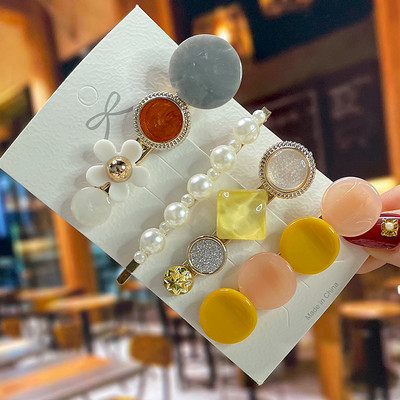 Set de agrafe de păr din cristal pentru femei, agrafe de păr cu perle dulci, agrafe pentru fete, accesorii de păr geometrice coreene, bijuterii 2022, accesorii pentru cap