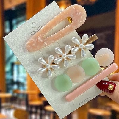 Set de agrafe de păr din cristal pentru femei, agrafe de păr cu perle dulci, agrafe pentru fete, accesorii de păr geometrice coreene, bijuterii 2022, accesorii pentru cap