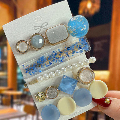 Set de agrafe de păr din cristal pentru femei, agrafe de păr cu perle dulci, agrafe pentru fete, accesorii de păr geometrice coreene, bijuterii 2022, accesorii pentru cap