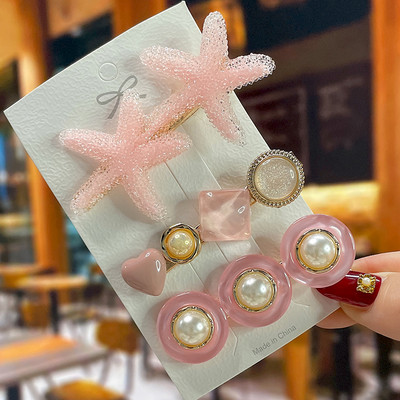 Set de agrafe de păr din cristal pentru femei, agrafe de păr cu perle dulci, agrafe pentru fete, accesorii de păr geometrice coreene, bijuterii 2022, accesorii pentru cap