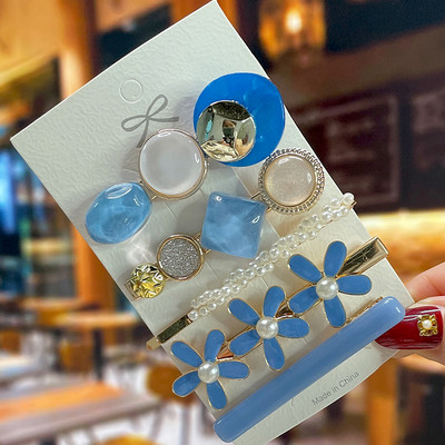 Set de agrafe de păr din cristal pentru femei, agrafe de păr cu perle dulci, agrafe pentru fete, accesorii de păr geometrice coreene, bijuterii 2022, accesorii pentru cap