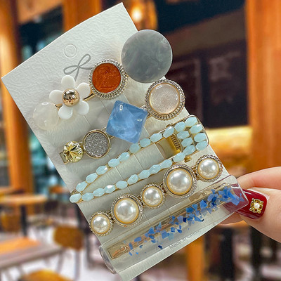 Set de agrafe de păr din cristal pentru femei, agrafe de păr cu perle dulci, agrafe pentru fete, accesorii de păr geometrice coreene, bijuterii 2022, accesorii pentru cap