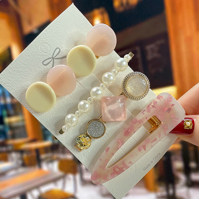 Set de agrafe de păr din cristal pentru femei, agrafe de păr cu perle dulci, agrafe pentru fete, accesorii de păr geometrice coreene, bijuterii 2022, accesorii pentru cap