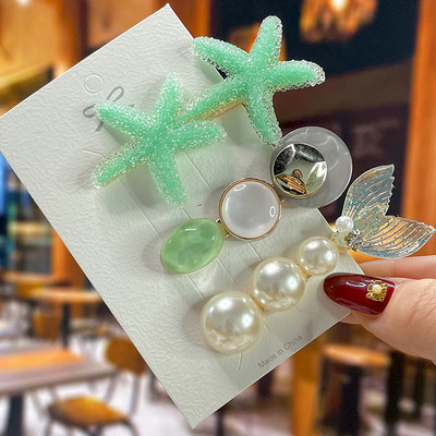 Set de agrafe de păr din cristal pentru femei, agrafe de păr cu perle dulci, agrafe pentru fete, accesorii de păr geometrice coreene, bijuterii 2022, accesorii pentru cap