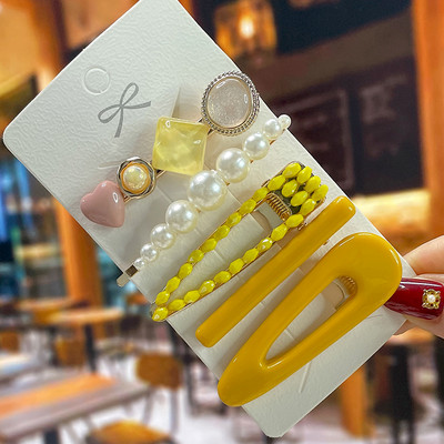 Set de agrafe de păr din cristal pentru femei, agrafe de păr cu perle dulci, agrafe pentru fete, accesorii de păr geometrice coreene, bijuterii 2022, accesorii pentru cap