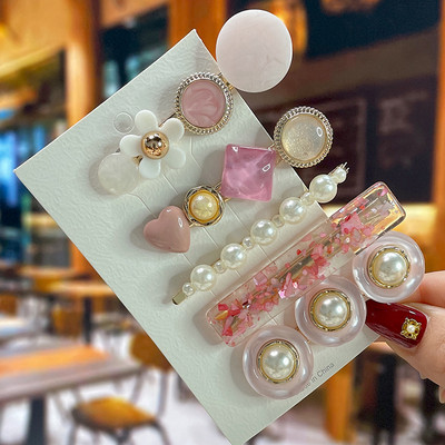 Set de agrafe de păr din cristal pentru femei, agrafe de păr cu perle dulci, agrafe pentru fete, accesorii de păr geometrice coreene, bijuterii 2022, accesorii pentru cap