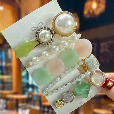 Set de agrafe de păr din cristal pentru femei, agrafe de păr cu perle dulci, agrafe pentru fete, accesorii de păr geometrice coreene, bijuterii 2022, accesorii pentru cap