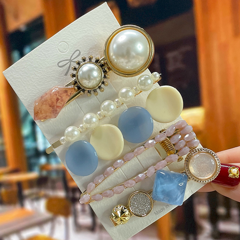 Set de agrafe de păr din cristal pentru femei, agrafe de păr cu perle dulci, agrafe pentru fete, accesorii de păr geometrice coreene, bijuterii 2022, accesorii pentru cap