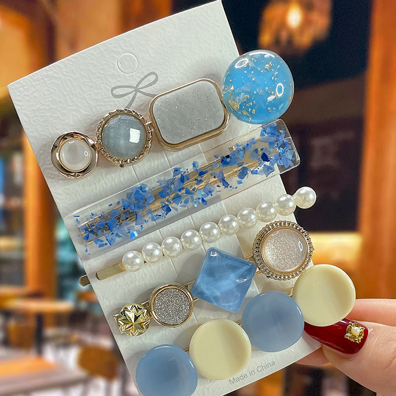 Set de agrafe de păr din cristal pentru femei, agrafe de păr cu perle dulci, agrafe pentru fete, accesorii de păr geometrice coreene, bijuterii 2022, accesorii pentru cap