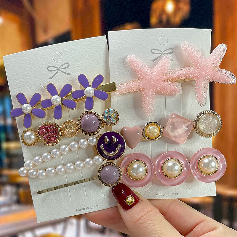 Set de agrafe de păr din cristal pentru femei, agrafe de păr cu perle dulci, agrafe pentru fete, accesorii de păr geometrice coreene, bijuterii 2022, accesorii pentru cap