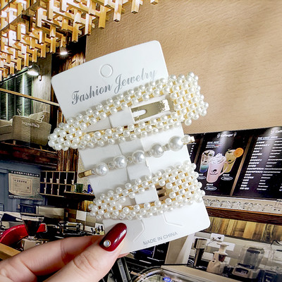 2022 Nouă Moda Femei Fete Perle Acrilice Acele de păr Clip laterală Bijuterii de păr La modă Geometrică Articole pentru cap Accesorii pentru păr Barrette