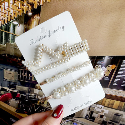 2022 Nouă Moda Femei Fete Perle Acrilice Acele de păr Clip laterală Bijuterii de păr La modă Geometrică Articole pentru cap Accesorii pentru păr Barrette